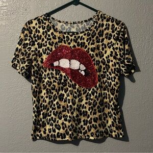 5/$20 
Leopard Print Sequin Lip Top